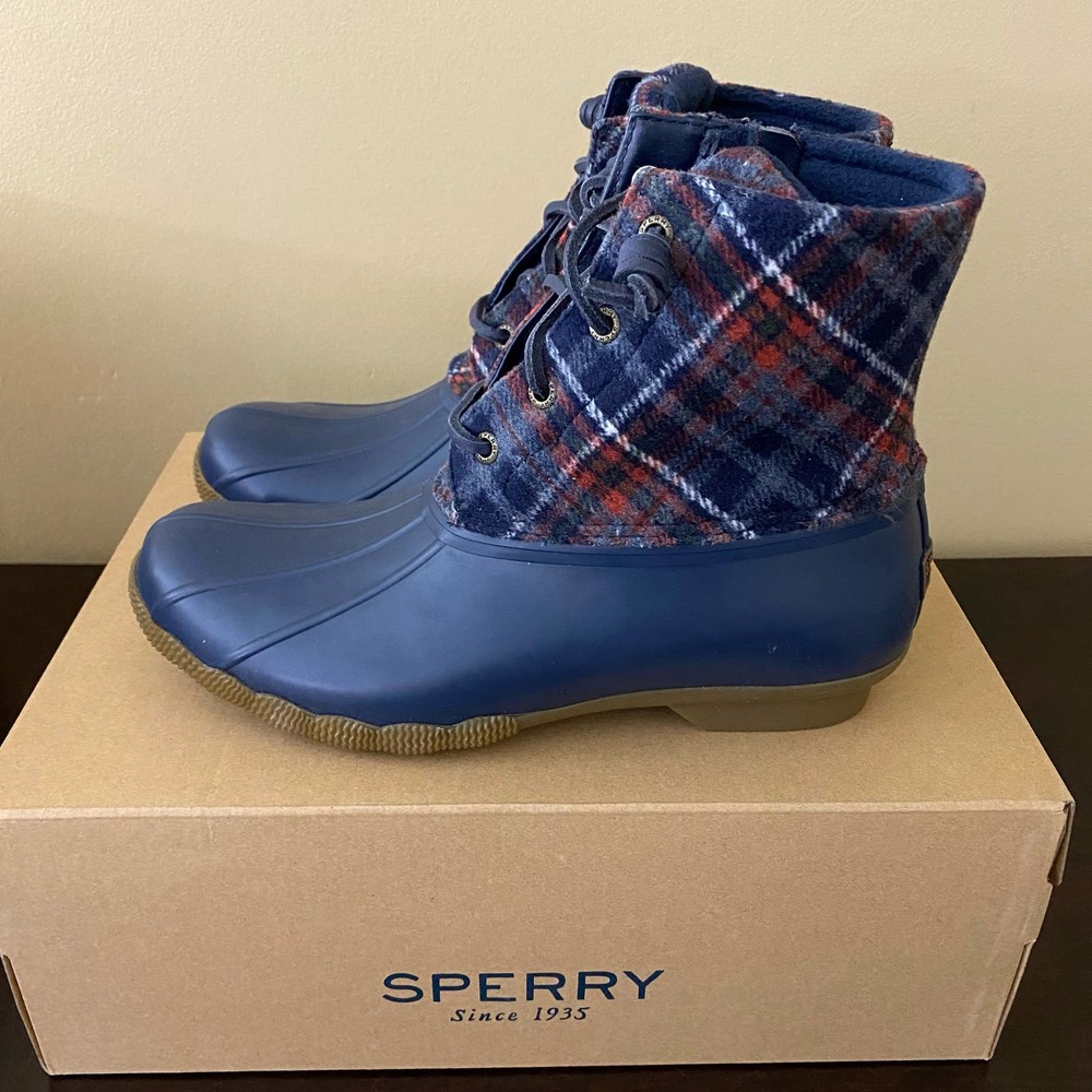 Sperry-Saltwater Wool Plaid Duck Boot - Picture 1 of 7